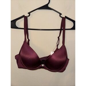 Soma Stunning Push Up Bra 34D Black Cherry Burgundy Underwire Caged Detail New